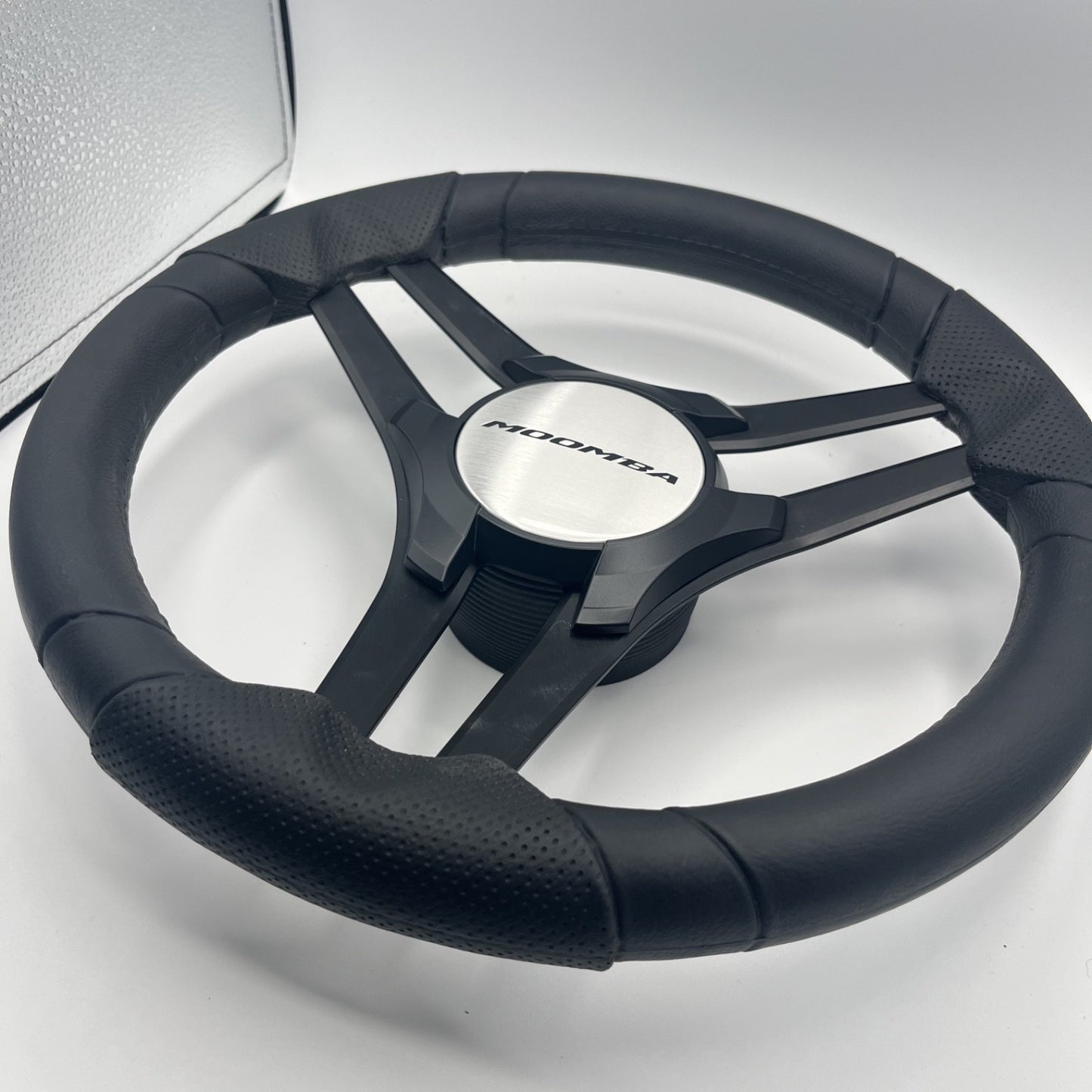 Molinara Marine Steering Wheel Black Brushed Alum Spokes | Moomba