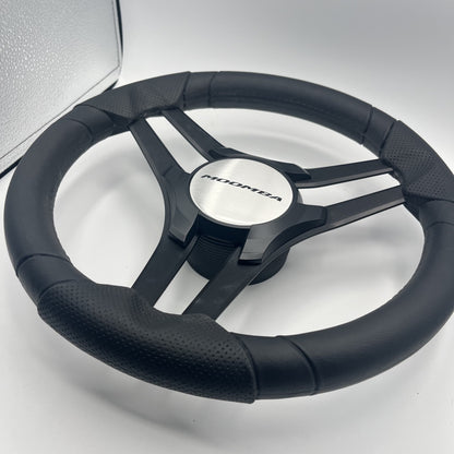 Molinara Marine Steering Wheel Black Brushed Alum Spokes | Moomba