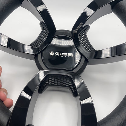 La Corte Boat Steering Wheel Black Gloss Inserts | Gussi Italia Logo