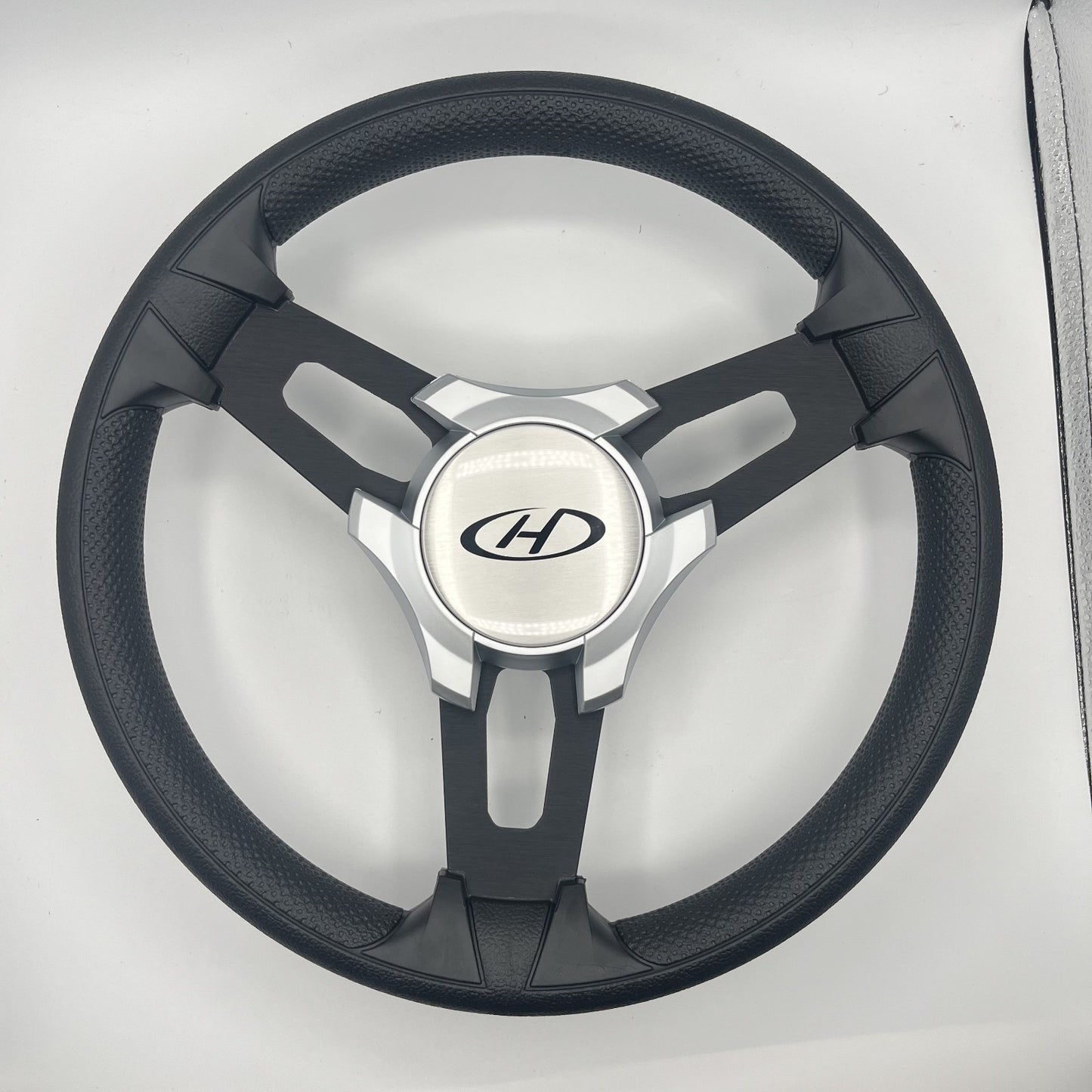 Gussi Italia Boat Model 15 Steering Wheel Black Brushed Alum Spokes | Harris