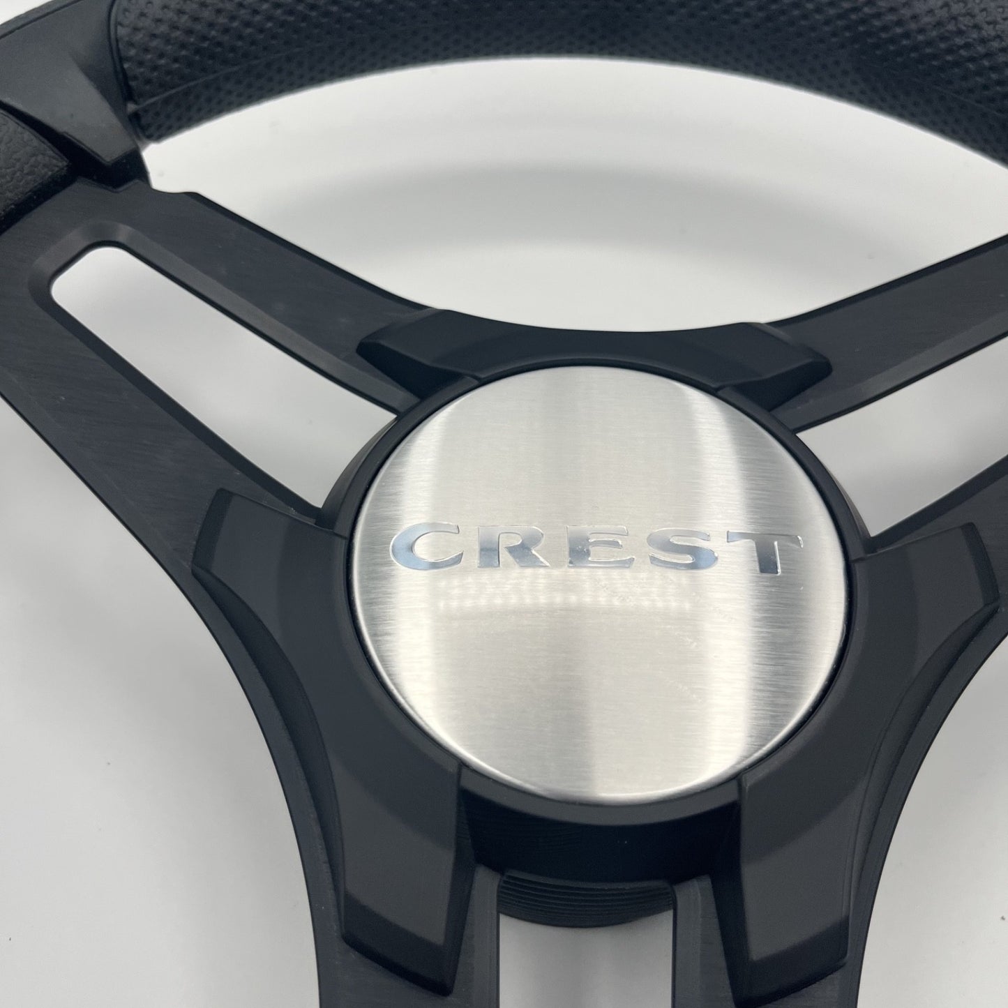 Gussi Italia Marine Steering Wheel Black Brush Metal Spokes | Crest