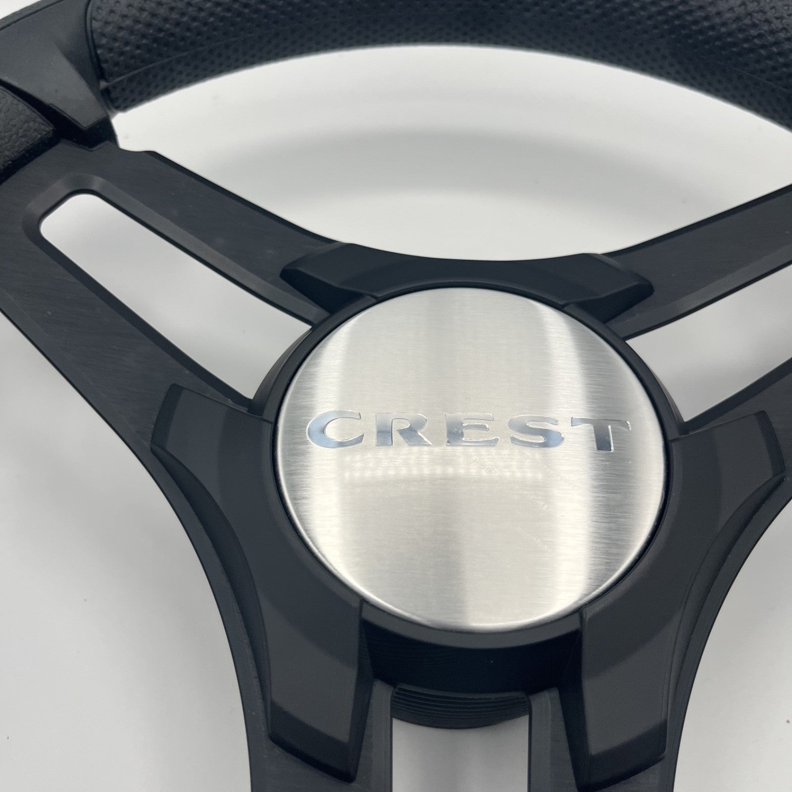 Gussi Italia Marine Steering Wheel Black Brush Metal Spokes | Crest