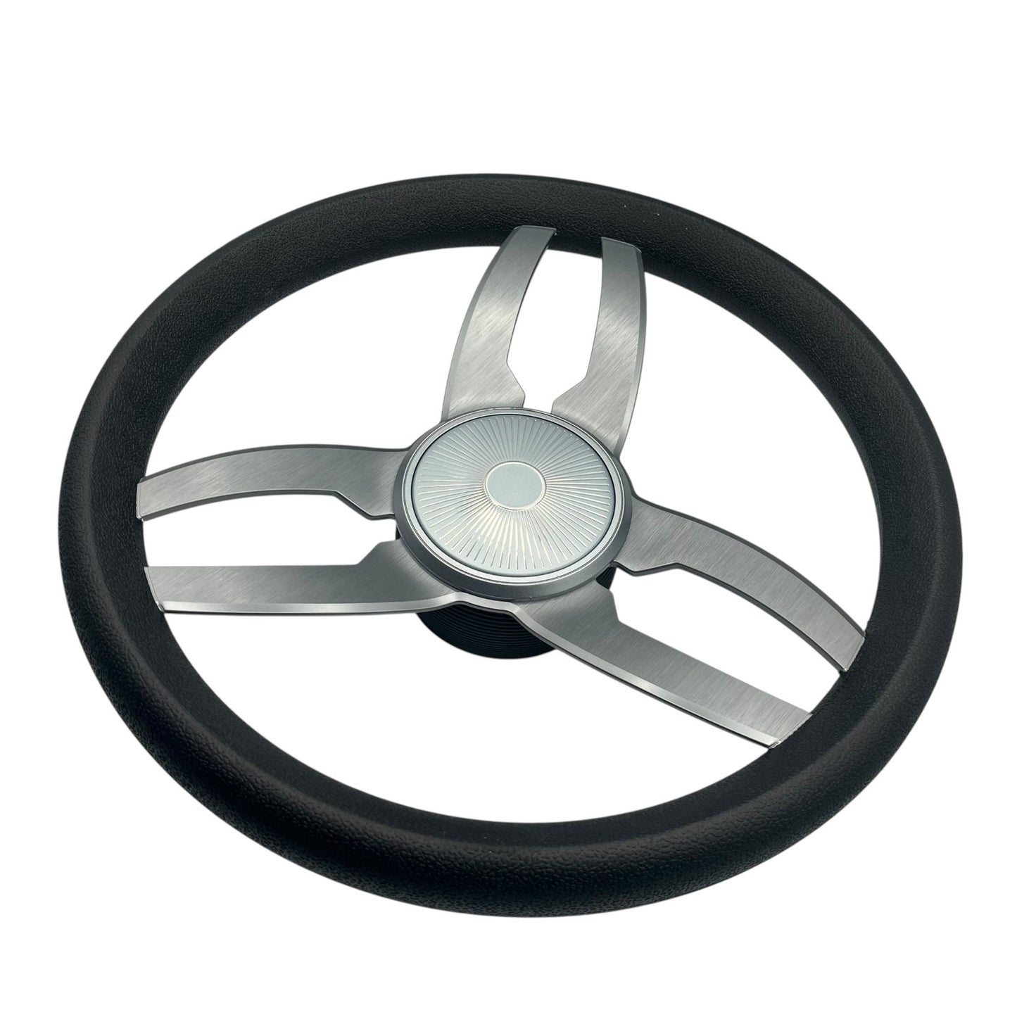 Cabrio Boat Steering Wheel Gray Brushed Alum Spoke | Starburst Center Cap
