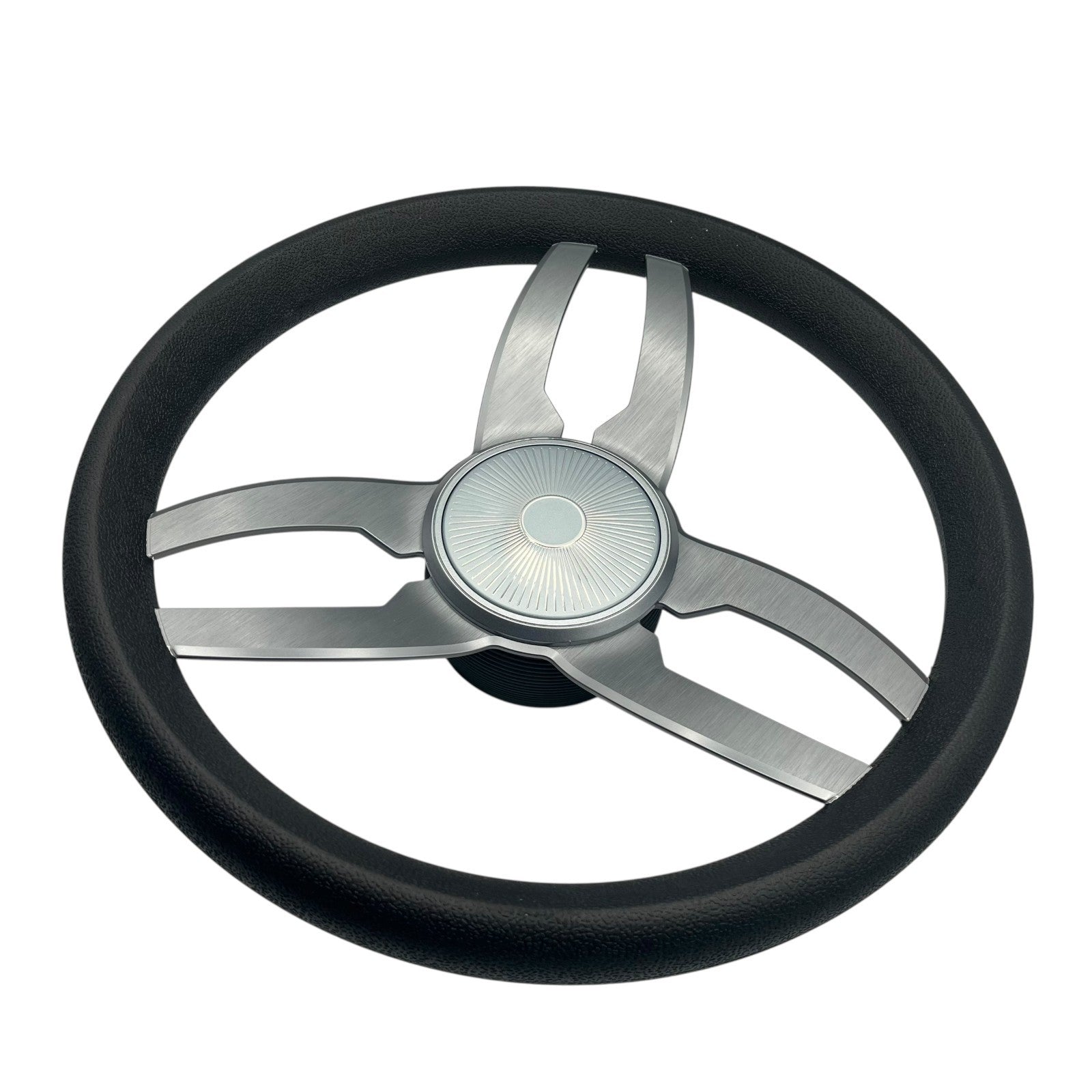 Cabrio Boat Steering Wheel Gray Brushed Alum Spoke | Starburst Center Cap