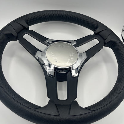 Gussi Italia Marine Steering Wheel Black Brush Metal Spokes | Sun Chaser