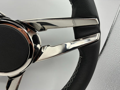 Caneva Boat Steering Wheel Stainless Steel Spoke Leather Rim | Plain