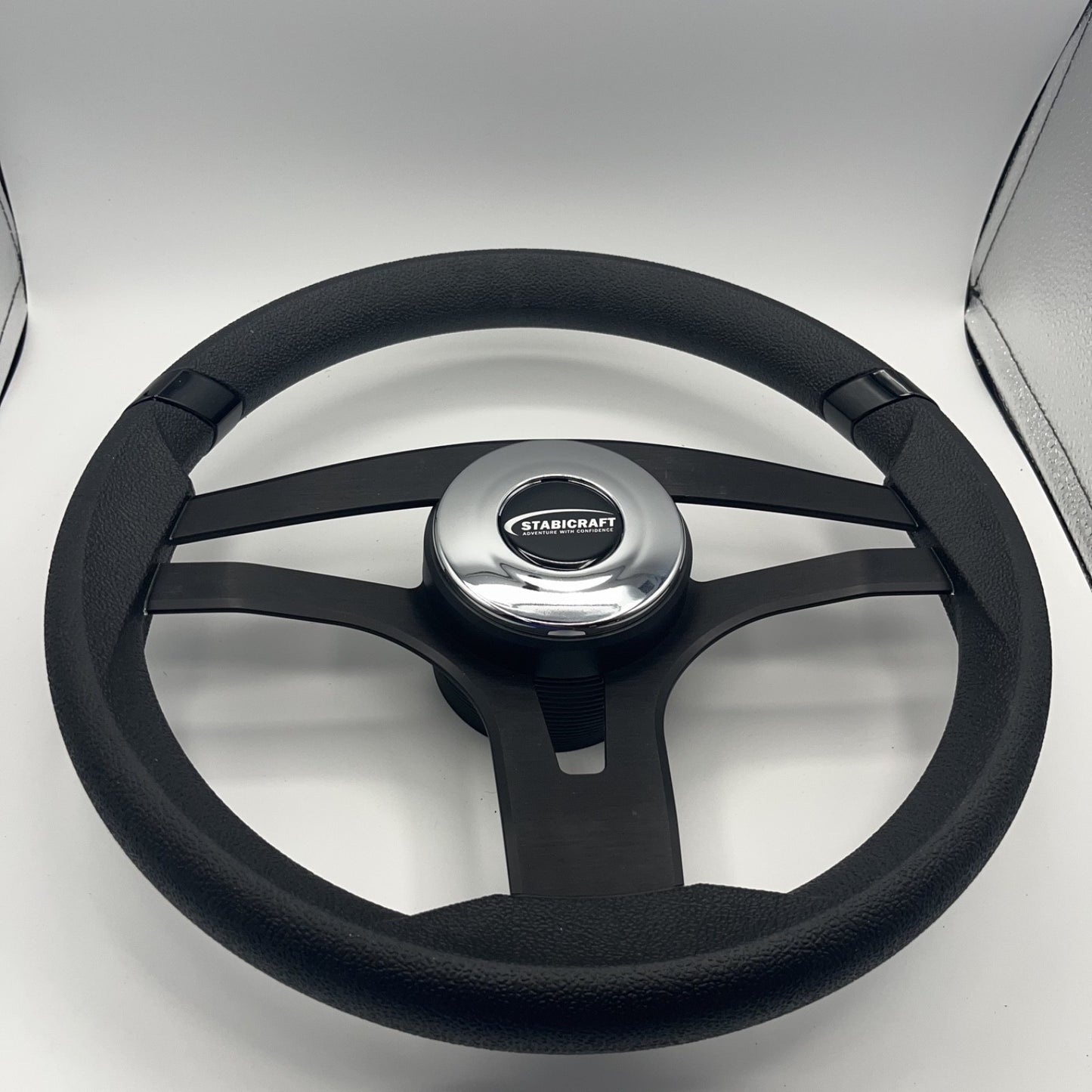 Badia Boat Steering Wheel Brushed Black Aluminum Spokes | Stabicraft