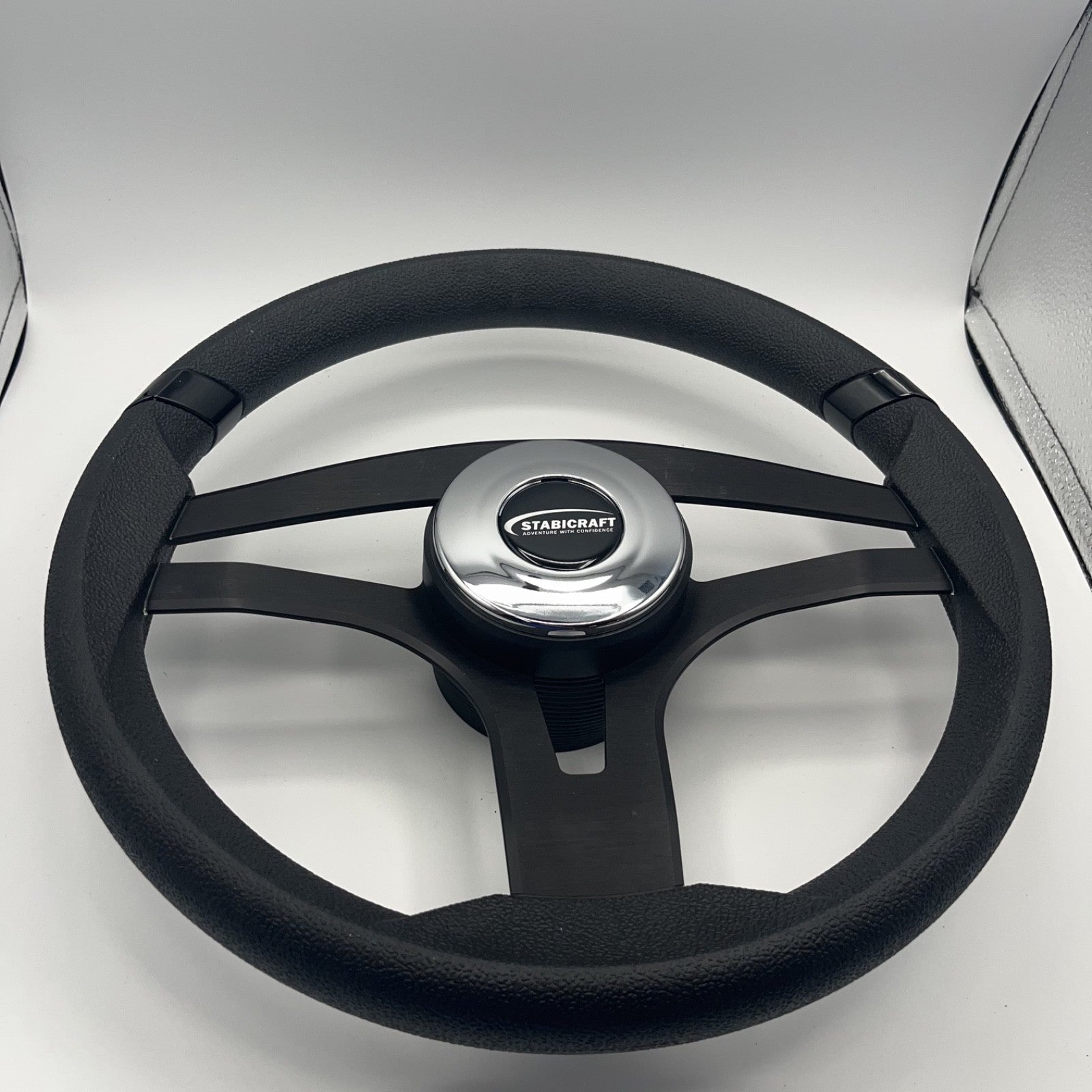Badia Boat Steering Wheel Brushed Black Aluminum Spokes | Stabicraft