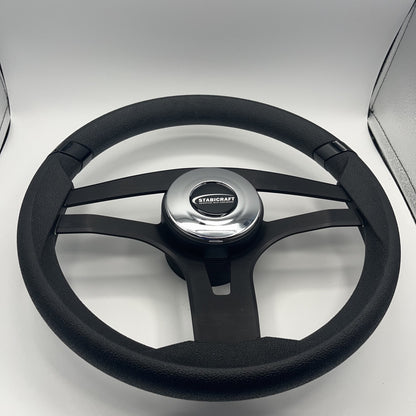 Badia Boat Steering Wheel Brushed Black Aluminum Spokes | Stabicraft