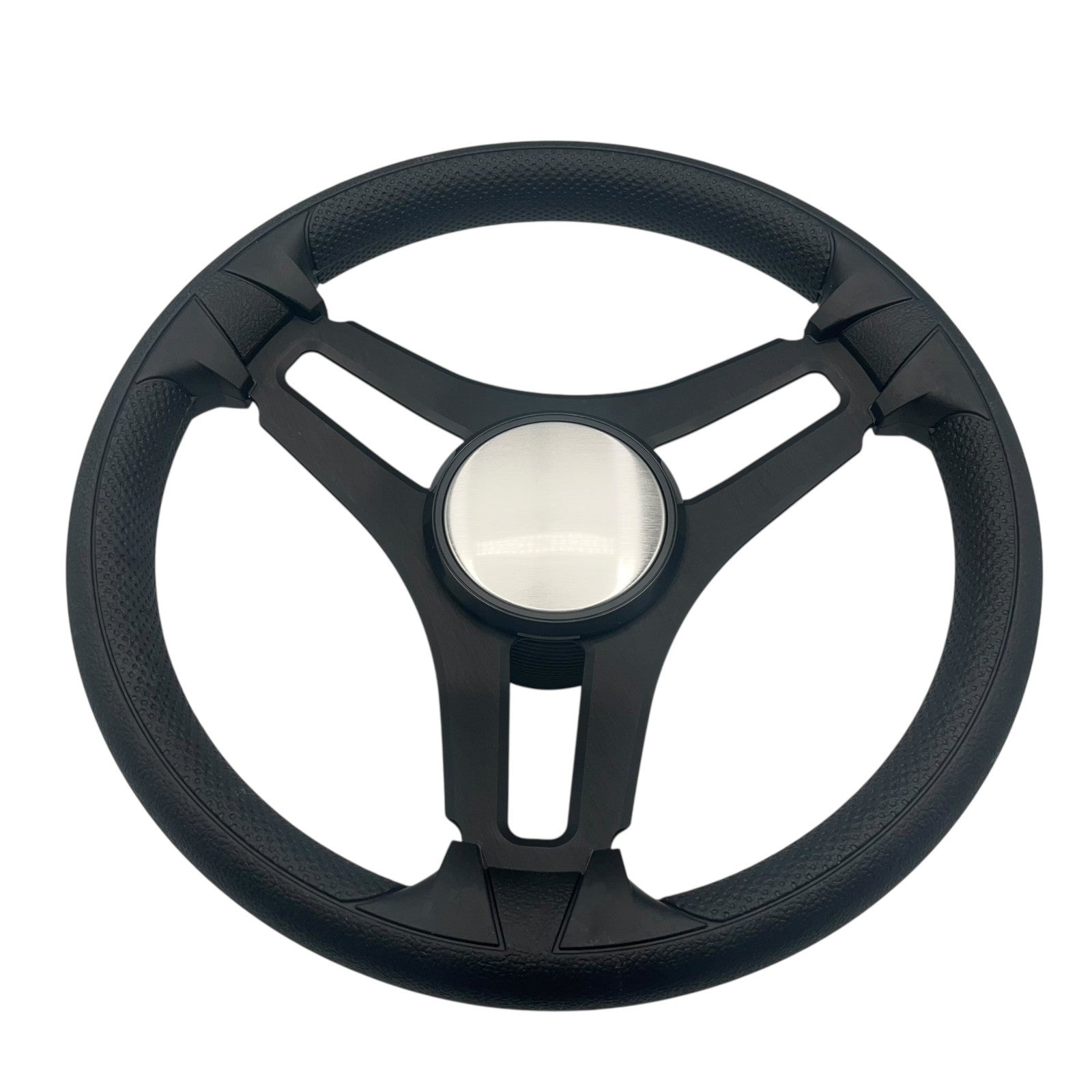 Gussi Italia Marine Steering Wheel Black Brushed Metal Spokes | Plain Dome