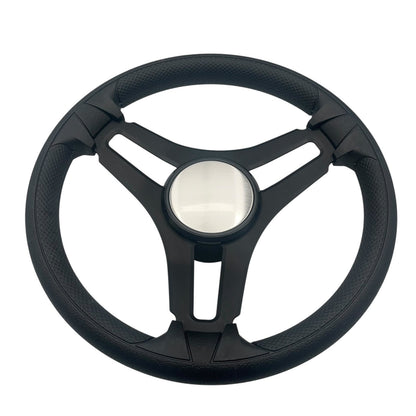 Gussi Italia Marine Steering Wheel Black Brushed Metal Spokes | Plain Dome