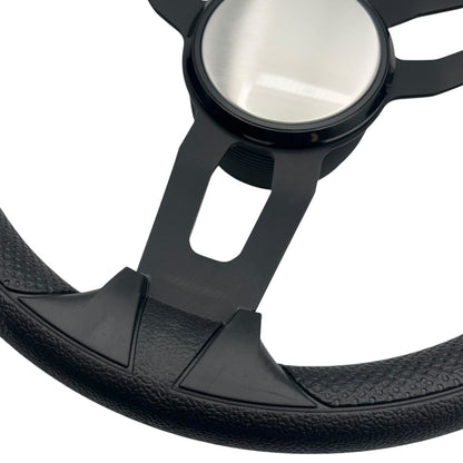Model 15 Marine Steering Wheel Black Brushed Aluminum Spokes | Blank Dome