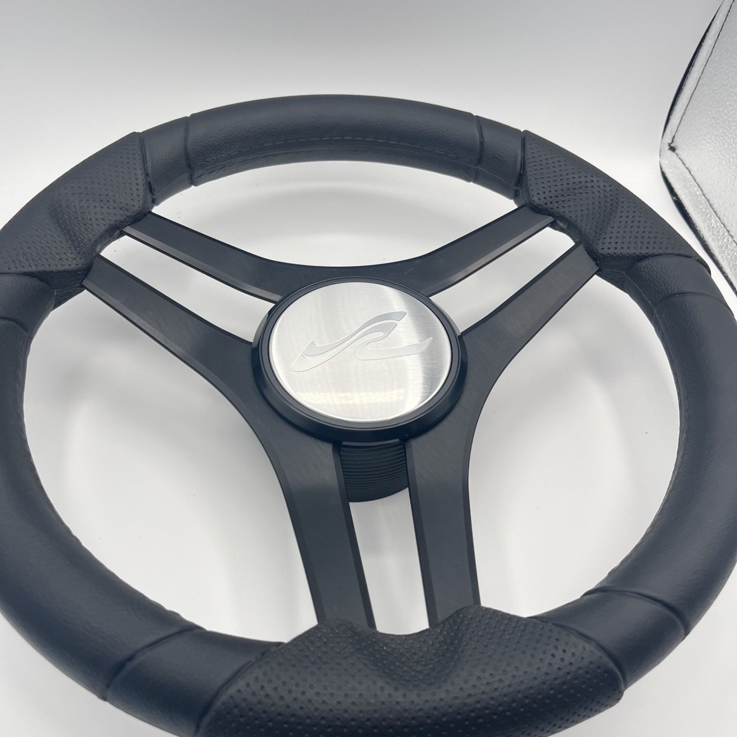 Molinara Marine Steering Wheel Black Brushed Alum Spokes | SeaRay Boats