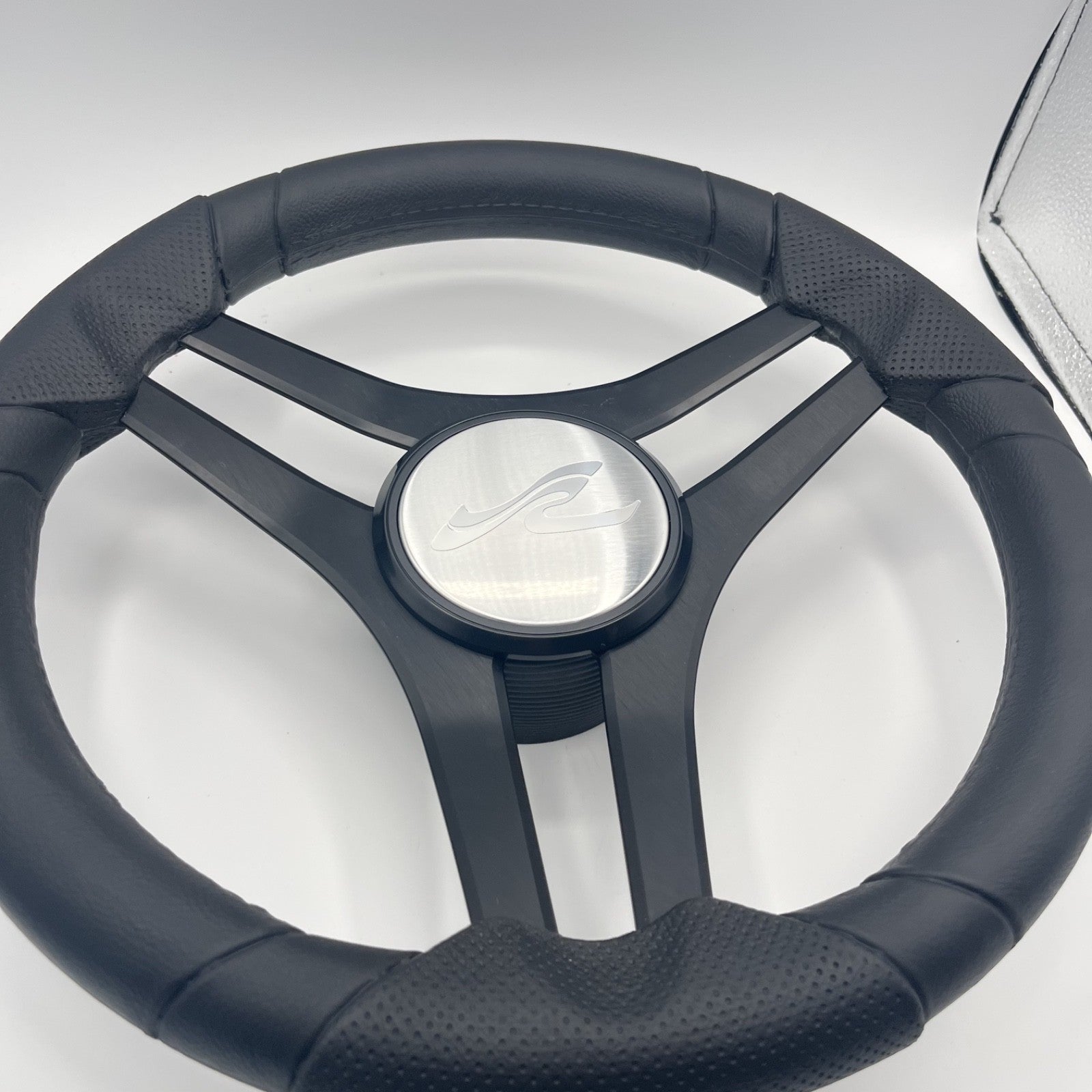 Molinara Marine Steering Wheel Black Brushed Alum Spokes | SeaRay Boats