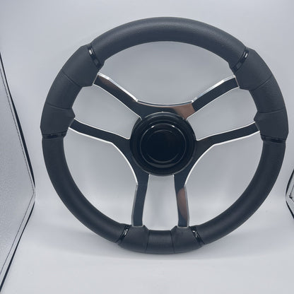 Malera Boat Steering Wheel Chrome Spokes | Blank Black Star
