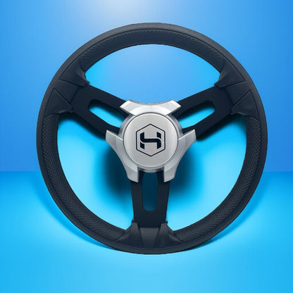 Gussi Italia Boat Model 15 Steering Wheel Black Brushed Alum Spokes | Sil Harris