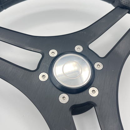 Molinara Marine Steering Wheel Black Brushed Alum Spokes | Target Style
