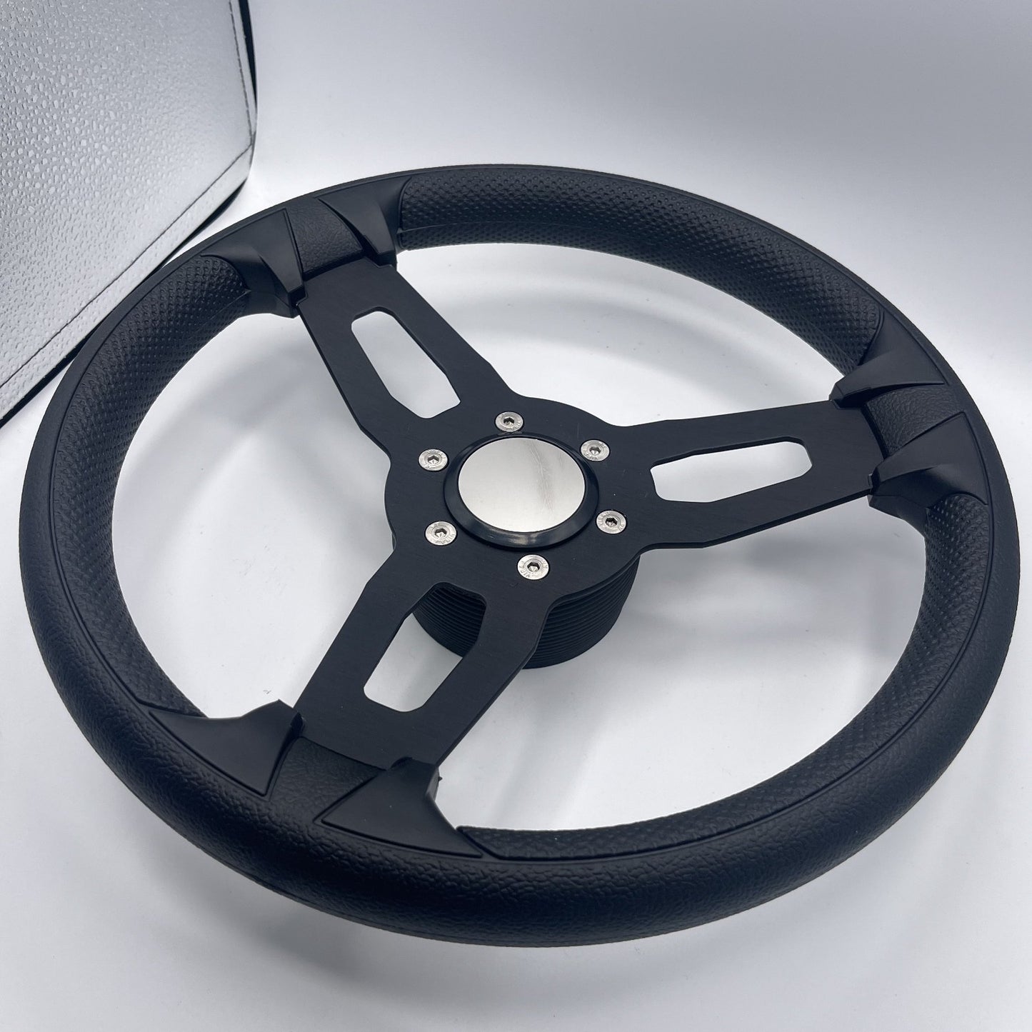 Gussi Italia Boat Model 15 Steering Wheel Black Brushed Alum Spokes |Blank