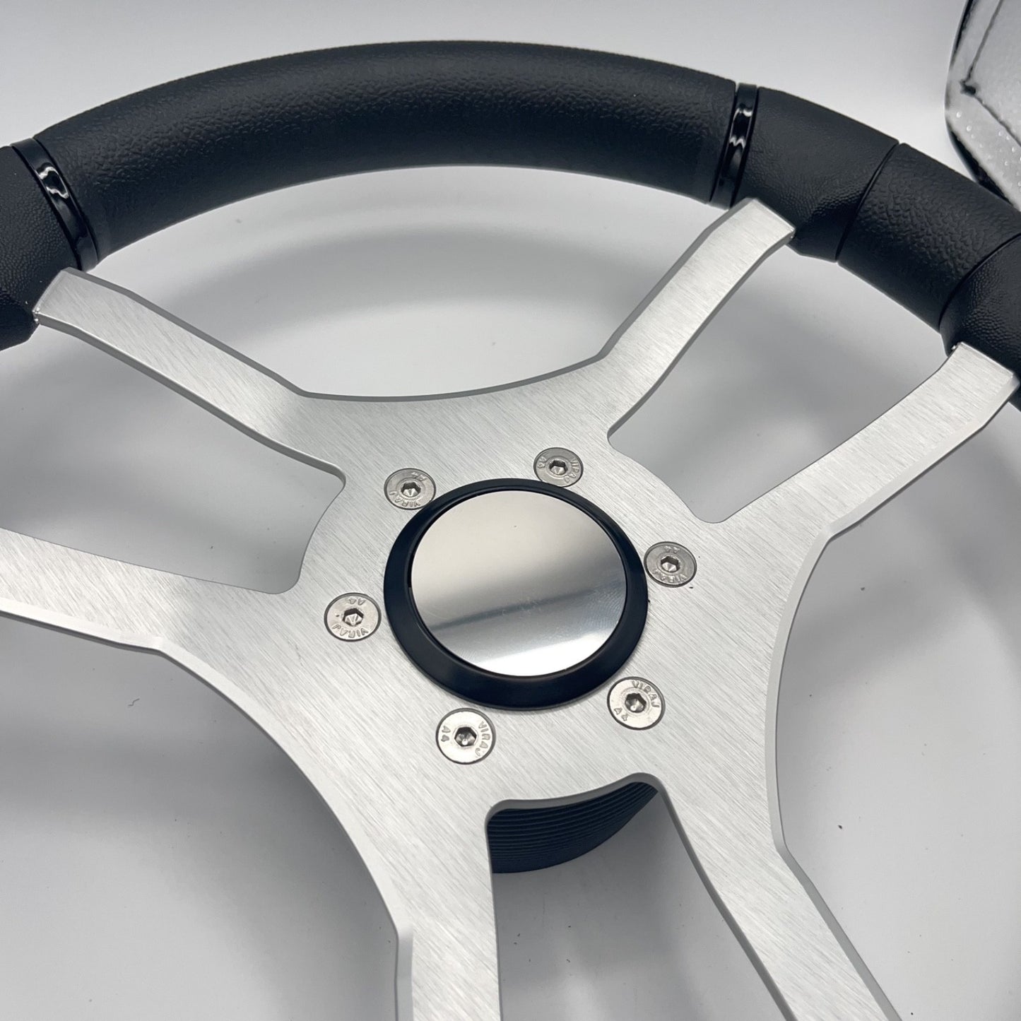 Malera Boat Steering Wheel Brushed Aluminum Spokes | Blank Snap-in
