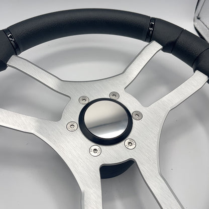 Malera Boat Steering Wheel Brushed Aluminum Spokes | Blank Snap-in