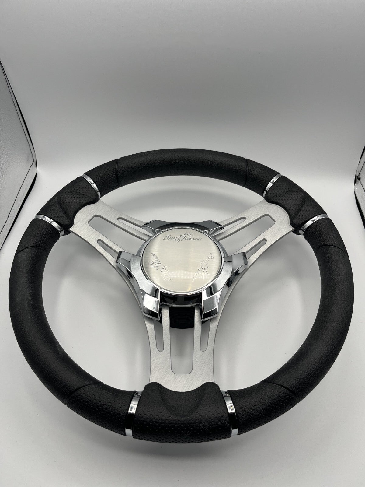 Verona Boat Steering Wheel Brushed Aluminum Spokes | SunChaser