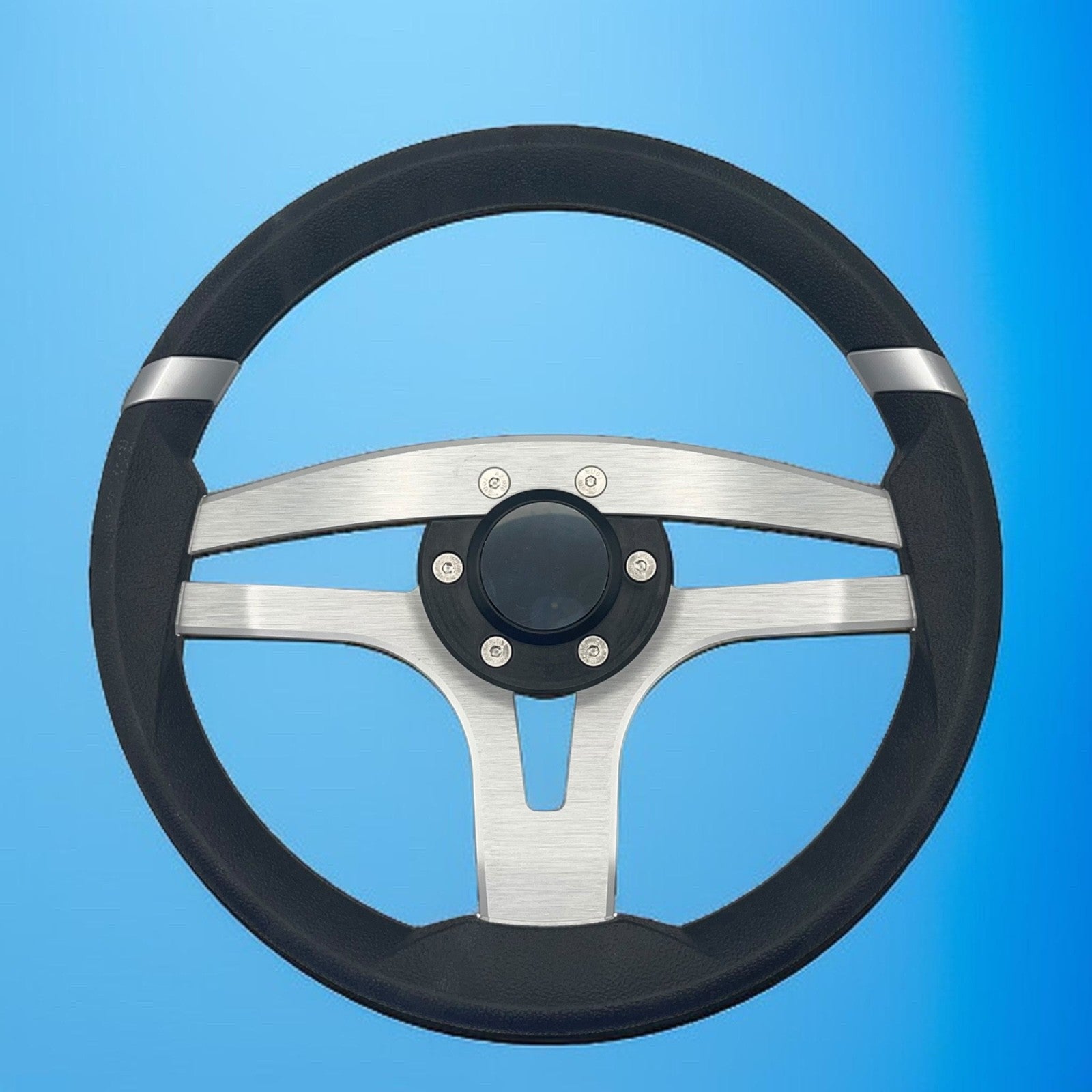 Badia Boat Steering Wheel Brushed Aluminum Spokes | Blank Snap-in