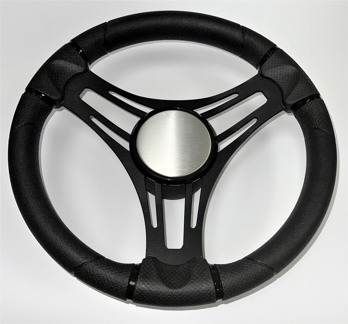 Gussi Italia Boat Steering Wheel Black Brushed Aluminum Spokes