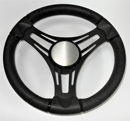 Gussi Italia Boat Steering Wheel Black Brushed Aluminum Spokes
