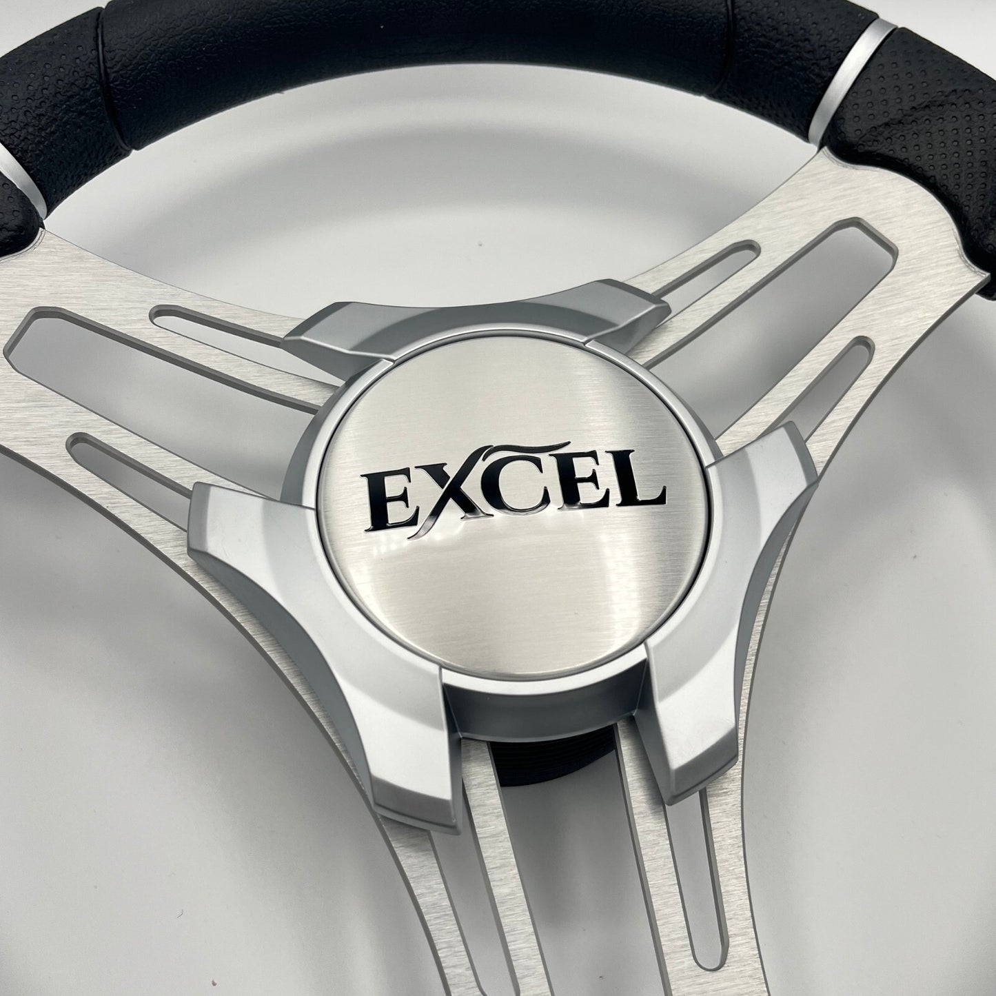 Verona Boat Steering Wheel Silver Brushed Aluminum Spokes | Excel Boats