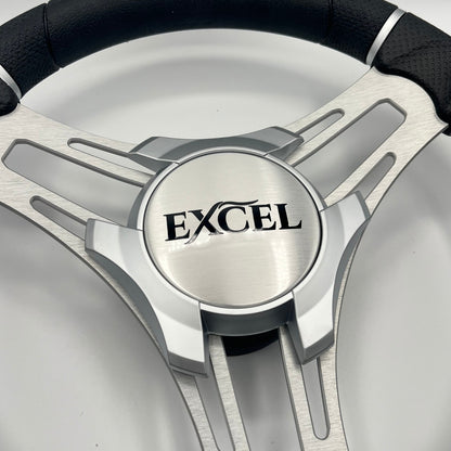Verona Boat Steering Wheel Silver Brushed Aluminum Spokes | Excel Boats