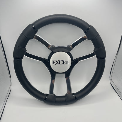 Malera Boat Steering Wheel Chrome Spokes | Excel Black Star