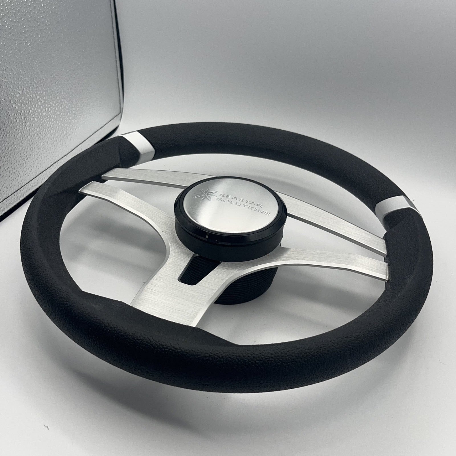 Badia Boat Steering Wheel Brushed Aluminum Spokes | Seastar Solutions