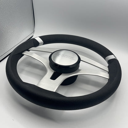 Badia Boat Steering Wheel Brushed Aluminum Spokes | Seastar Solutions