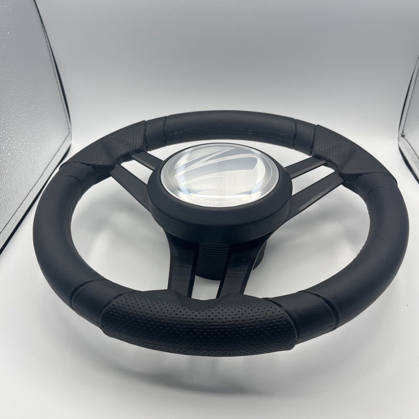 Molinara Marine Steering Wheel Black Brushed Aluminum Spokes | Tige
