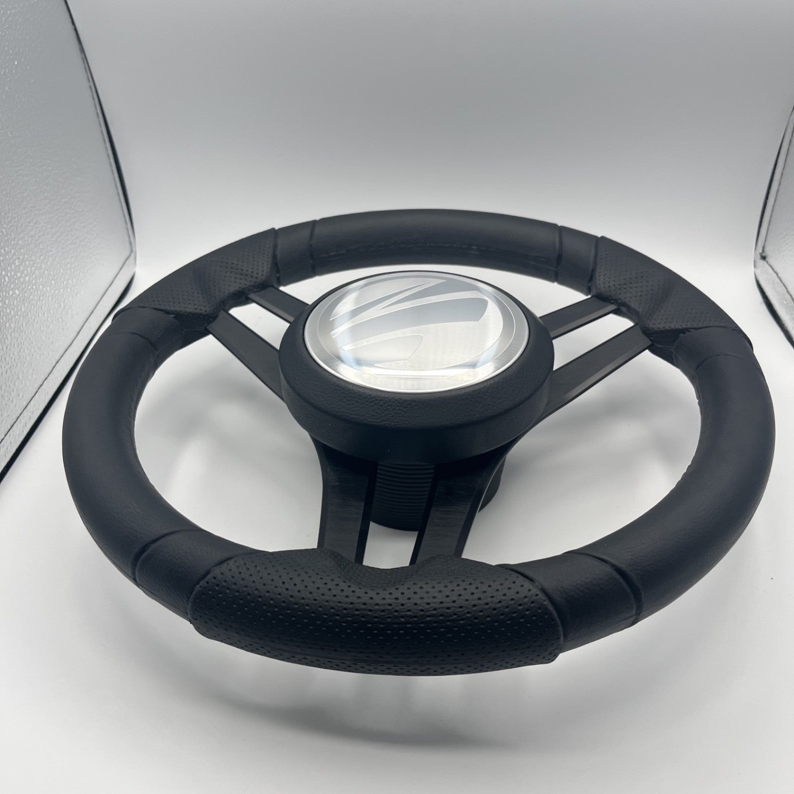 Molinara Marine Steering Wheel Black Brushed Aluminum Spokes | Tige
