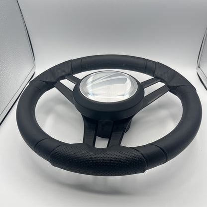 Molinara Marine Steering Wheel Black Brushed Aluminum Spokes | Tige