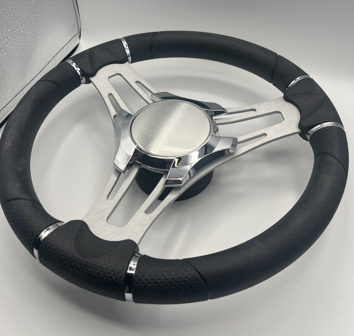Verona Boat Steering Wheel Gray Brushed Aluminum Spokes