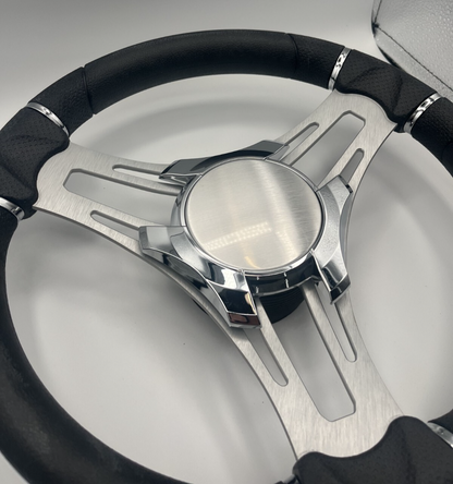 Verona Boat Steering Wheel Gray Brushed Aluminum Spokes