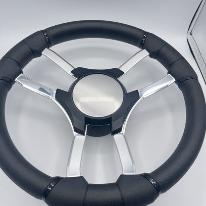 Malera Boat Steering Wheel Chrome Spokes | Blank Black Star