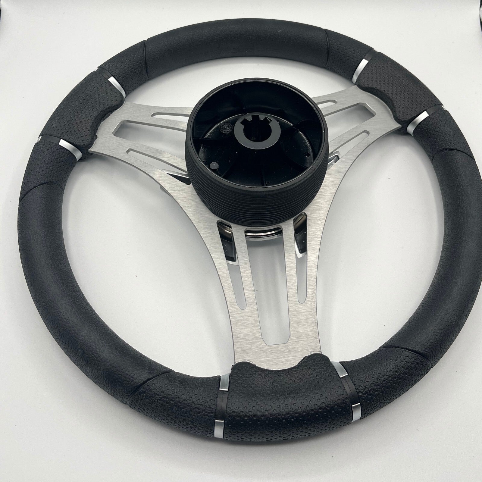 Verona Boat Steering Wheel Silver Brushed Aluminum Spokes | Excel Boats