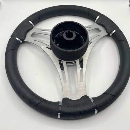 Verona Boat Steering Wheel Silver Brushed Aluminum Spokes | Excel Boats