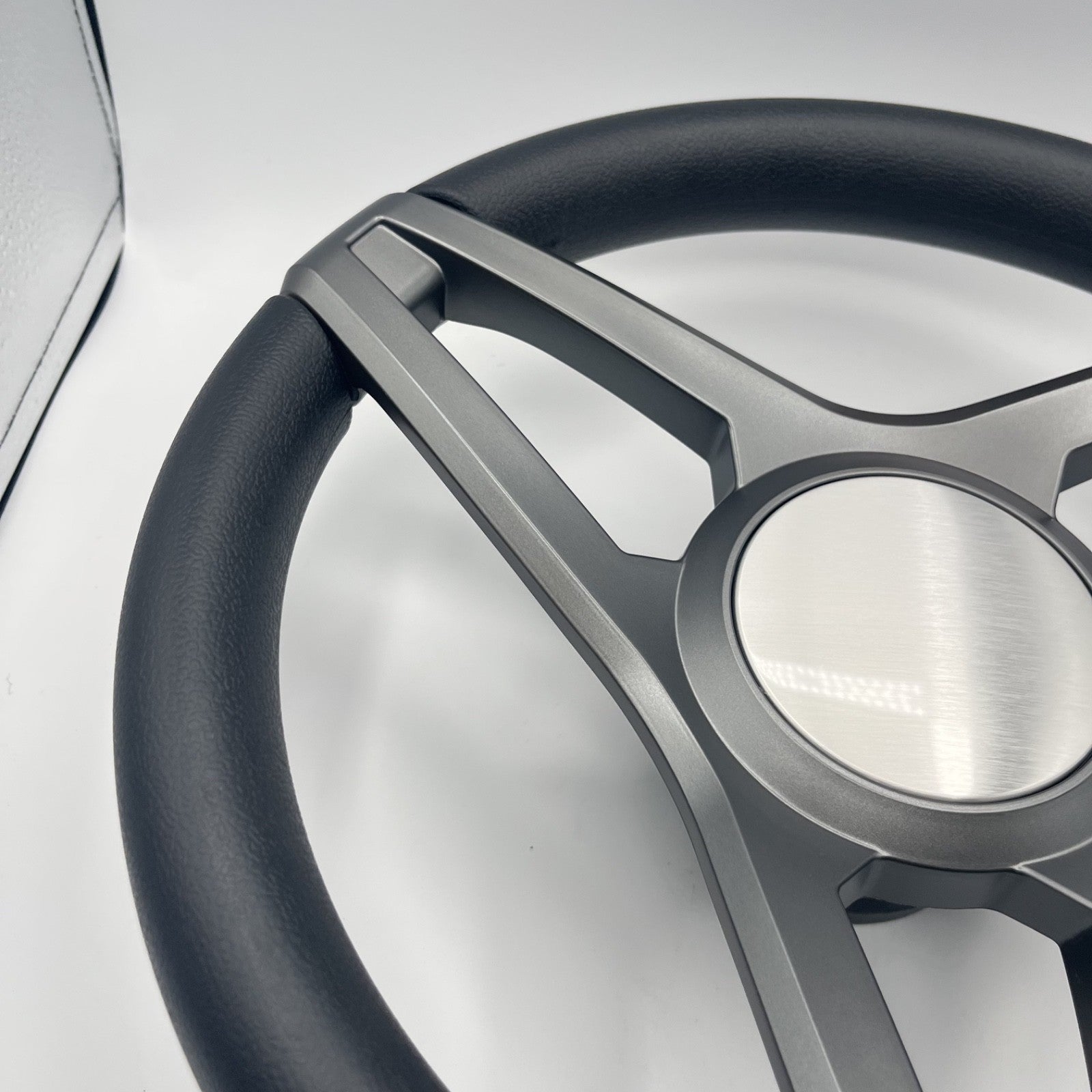 Molino Gray w/Soft Touch Urethane Rim Boat Steering Wheel | Plain