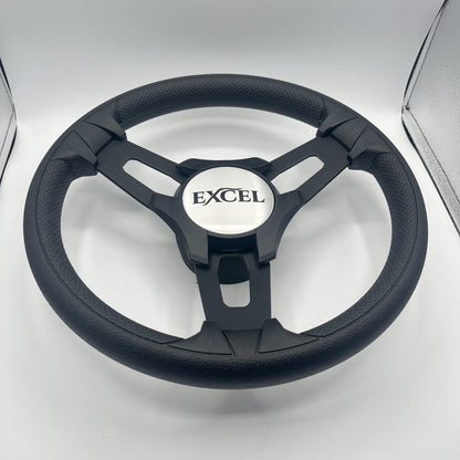 Gussi Italia Boat Model 15 Steering Wheel Black Brushed Alum Spokes |Blk Excel