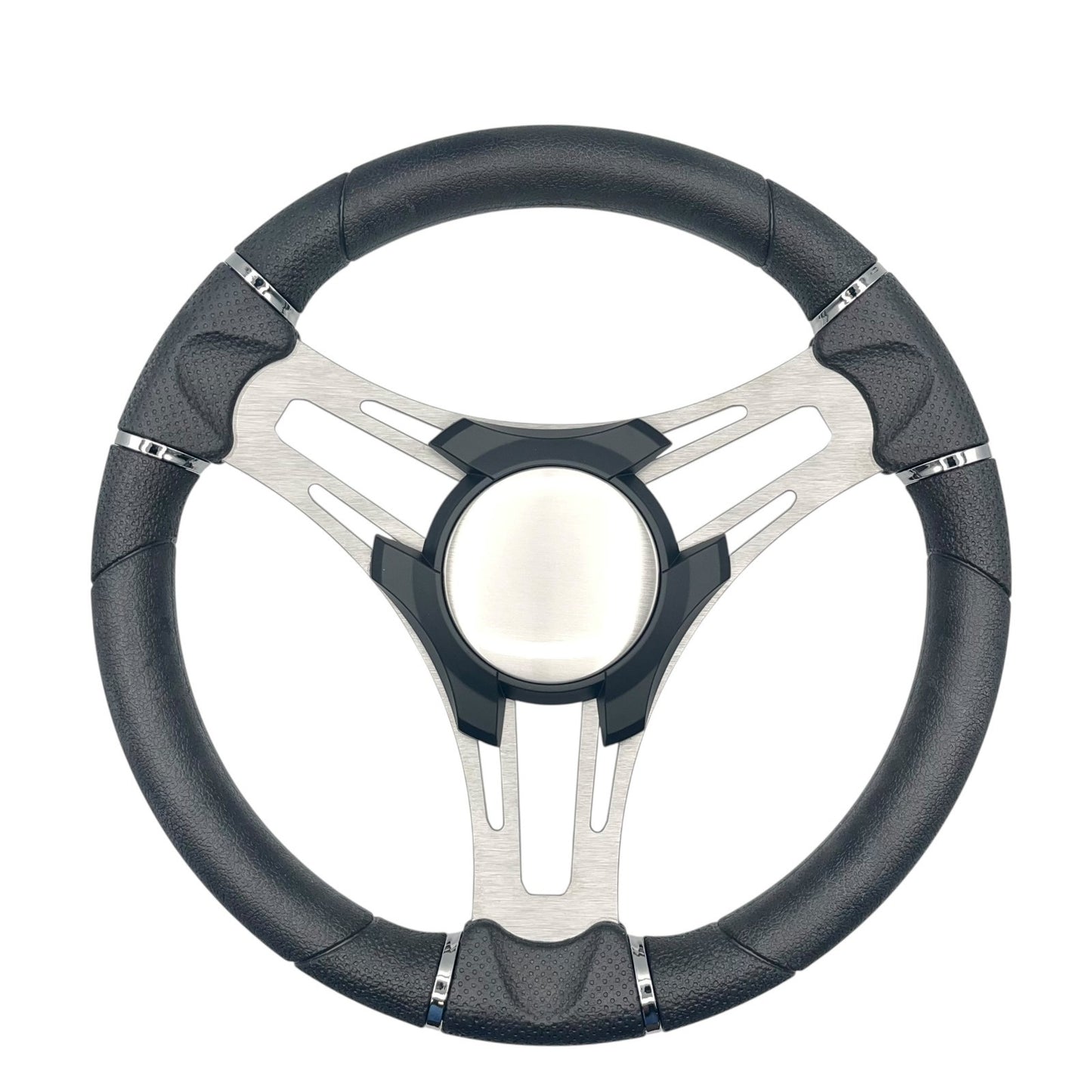 Verona Boat Steering Wheel Gray Brushed Aluminum Spokes | Plain