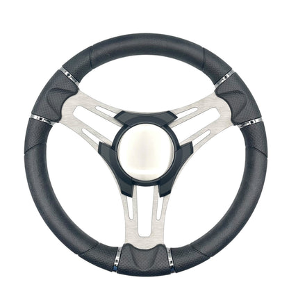 Verona Boat Steering Wheel Gray Brushed Aluminum Spokes | Plain