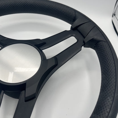 Gussi Italia Marine Steering Wheel Black Brush Metal Spokes | Plain