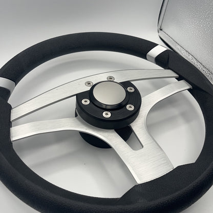 Badia Boat Steering Wheel Brushed Aluminum Spokes | Blank Snap-in