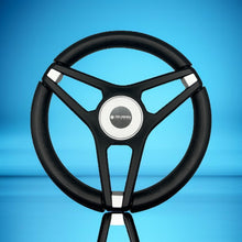 Molino Black w/Silver Accents Boat Steering Wheel | Gussi Italia Center Cap