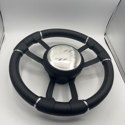 Malera Boat Steering Wheel Black Aluminum Spokes - ATX Boats