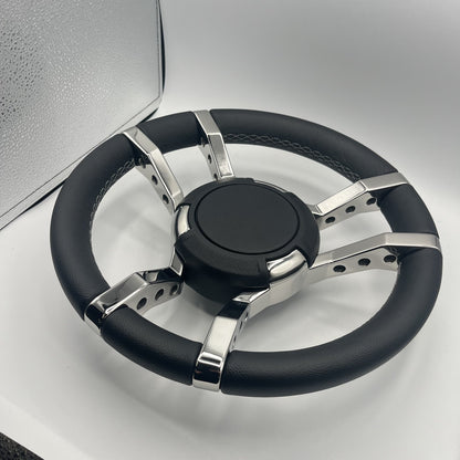 Gussi Italia Boat Steering Wheel Black Stainless Steel Spokes | Gussi Italia